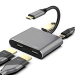 atdaraz USB C to Dual HDMI Adapter, 4 in 1 USB Type C Hub with 2 HDMI/USB3.0 /PD Charging, Dual Screen Display USB-C Docking Station for Windows, MacOS (USB C to Dual HDMI 4 in 1)
