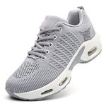 Maichal Trainers Womens Running Shoes Ladies Air Cushion Arch Support Lace Up Athletic Tennis Walking Sneakers Grey UK 3