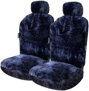 ZONETECH Car Seat Covers Full Set,Sheepskin Winter Wool Auto Accessories for All Season Protection of Your Seats,Include Front&Rear Seat Cover (Deep Blue, 2- Pack), SE0090-2