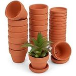 Belle Vous 16 Pack of Unfinished Terracotta Plant Pots & Saucers - 5cm/2 Inches - Clay Flower Pots/Planters with Drainage Holes for DIY Crafts & Wedding Decoration - Succulent, Nursery or Cacti Plants