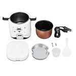 Portable 12V Car Travel Rice Cooker 2 Cups,1.2L Mini Rice Cookers with Cooking Heating and Keeping Warm Function, 304 Stainless Steel Steam Tray