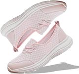 2024 New Women's Soft Sole Mesh Comfort Orthopedic Shoes, Comfortable Mesh Walking Shoes Low Top Orthopedic Slip on Shoes, Hollow Breathable Mesh Shoes Casual Shoes for Women (Pink,US-6.5)