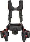 HAUTMEC Heavy Duty Tool Belt with Suspenders, 19-Pocket Tool Belt Rig, 1680D Work Belt with Padded Waist & Shoulder Support, Hammer Holder, Tape Measure Clip & Phone Pouch (HT0400)