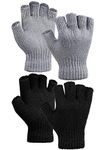 COORABY 2 Pairs Thickened Cashmere Warm Half Finger Gloves Winter Knitted Fingerless Gloves for Men and Women