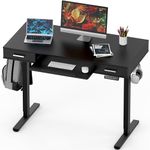 SHW 48-Inch Electric Height Adjustable Desk with Keyboard Tray and Two Drawers, Black