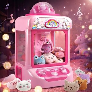 TingingYuli Mini Claw Machine for Kids - Unicorn Candy Grabber Vending Machine Toy with 20 Plush Prizes, Arcade Prize Dispenser Game, Girl Toys Age 3-8, Christmas Birthday Easter Gift