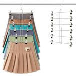 2 Pack Pants-Hangers-Space-Saving, Closet-Organizers-Storage,Hangers-with-Clips, 6Tier,Foldable Stainless-Steel-Clips,Clothes-Skirt-Scarf-Hangers,College-Dorm-Room-Essentials.