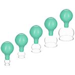 Navaris Cupping Massage Set - Set of 5X Glass Vacuum Suction Cups for Massaging Face, Legs, Arms, Back, Stomach, Body - Suction Cup Massage - Teal