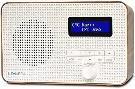 LEMEGA DR1 Portable DAB/DAB+ and FM Digital Radio,Handheld DAB Radio,Dual Alarms Clock,Snooze Sleep Timer,20 Preset Stations,Headphones-Out,LCD Display,Batteries Portable or Mains Powered - Walnut