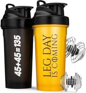 Hydra Cup 2 Pack 28oz Motivational Protein Shaker Bottle (Leg Day/45)