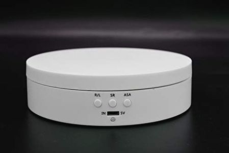 Rotating Display Stand 2KG loadable 3 speeds 2 Directions Powered by Batteries/DC Input Jewelry Turntable Black/White #138 (White-Normal top)