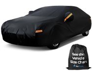 EzyShade 10-Layer Car Cover Waterproof All Weather - See Vehicle Size-Chart - Car Covers for Automobiles & Car Snow Cover - Full Exterior Covers - Rain Sun Wind Snow. Black, Size A4 (See Size Chart)