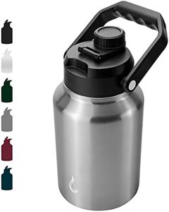BJPKPK 64oz Insulated Water Bottle, Dishwasher Safe Half Gallon Water Bottle with Ergonomic Handle, BPA Free Leak Proof Water Jug with Anti-Slip Bottom, Stainless Steel Primary Color