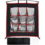 Mini Tong Baseball Net with 9 Targets Pockets, Baseball Softball Net with Holes, 4x4 FT Pitching Target, Portable Baseball Net for Batting and Pitching, Baseball Softball Training Net