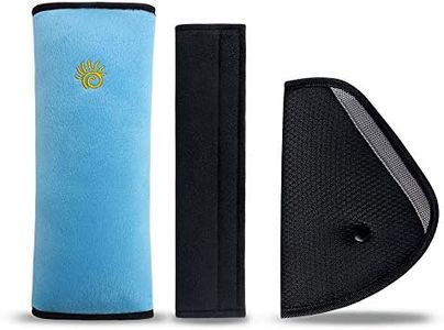 URAQT Oreiller Amovible, Voiture Ceinture de Sécurité，Coussinets d'Epaule de Voiture pour les Enfants Protéger Cou/Epaules (Noir + Bleu)