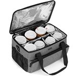 Trunab Reusable 8 Cups Drink Carrier for Delivery with Removable Dividers, Handle and Shoulder Strap, Insulated Drink Caddy Holder for Beverages, Takeout, Outdoors, Grey