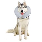 BENCMATE Protective Inflatable Collar for Dogs and Cats - Soft Pet Recovery Collar Does Not Block Vision E-Collar (X-Large, Grey)