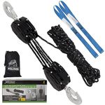 XSTRAP Reflective Rope Hoist 50 Feet Block and Tackle Pulley System for Lifting Heavy Objects, Heavy-Duty 2000 LBS Breaking Strength (Upgraded Reflective Black)