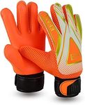 EFAH SPORTS Football Goalkeeper Gloves For Boys kids children adult Soccer Goalie Gloves with Super Grip Palms (Orange, Size 4 suitable for 6 to 9 years old, Ambidextrous)