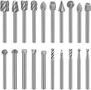 Rotary Burr Set - 20PCS Carving Bits Set 1/8 Inch(3mm) Shank for Rotary Accessories Tools Carving Burr for DIY Woodworking, Engraving, Drilling,Grooving (Rotary Burr Set)