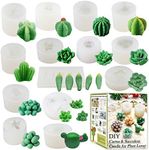 FUNSHOWCASE Cactus and Succulent Plant Silicone Moulds Set of 15-Count for Epoxy Resin Soap Candle Wax Polymer Clay Concrete Plaster Fondant Cake Decor Chocolate Isomalt Smaller