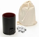 WE Games Black Vinyl Dice Cup with Burgundy Felt Lining, Storage Compartment & 5 Dice - Perfect for Farkle and Dice Games