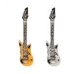 TG,LLC Treasure Gurus Set 2 40" Inflatable Silver Gold Electric Guitar Blow Up Toy Swimming Pool Floaties Water Party Float