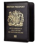 MOIRENTO UK Passport Cover RFID Blocking Wallet Case Holders Protector Black British