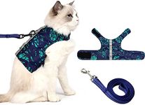 KUTKUT Cat Small Dogs Harness and Leash for Walking, Adjustable Escape Proof Vest Harness for Cats with Reflective Strips Lightweight Step-in Jacket for Cats Traveling Hiking (Size:XL,Chest:37-46cm)