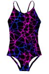 ACOCOPY Bathing Suit for Girl One Piece Sleeveless Swimsuit Cool Geometry Athletic Bikini