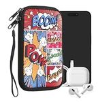 kwmobile Neoprene Sleeve for Smartphone Size L - 6.5" - Shock Absorbing Pouch Case - Protective Phone Bag - Comic Book Symbols Multicolor