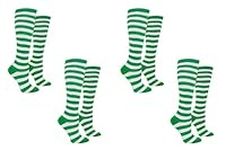 Everything Legwear Rugby Socks Women - Striped Knee High Sport Novelty Fits Shoe Size: 4-10 Ladies, Green, One Size