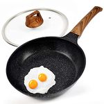 Nonstick Frying Pan Skillet with Lid, PFOA-Free Granite Stone Coating Chef's Pan, 12" Large Woks Pans for Cooking, Gift Cookware Pan for Gas, Electric Stove, Induction Top(12"+Lid)