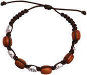 Rosemarie & Jubalee Religious Saint Benedict Medals and Wood Beads Slip Knot Bracelet