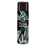 Turtle Wax Wet N Black Tyre Foam 500gm Instant Spray-On Wet Look Shine with Deep Black Finish, UV Protection & Tyre Care