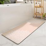 MontVoo-Bath Mats for Bathroom-Absorbent No Stains Bathroom Runner Rug-Bath Mat Non Slip Long Bathroom Mat Quick Dry Diatomaceous Earth Bathroom Rug-Large Beige Bathmat 17"x47"