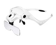 Locisne LED Illuminated Hands Free Head Magnifier Visor, (1.0X-3.5X) 5 Replaceable Lenses Repairing Magnifying Glasses Headset for Reading, Jewelry Loupe, Electronic Watch Repair