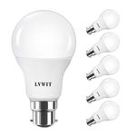 LVWIT Daylight B22 LED Bulb,8W LED Bayonet Light 60W Equivalent, Energy Saving Bulbs,6500K Cool White,806LM Bayonet Bulbs,Non-Dim (6pcs)