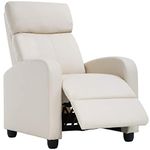 Recliner Chair for Living Room Recliner Sofa Reading Chair Winback Single Sofa Home Theater Seating Modern Reclining Chair Easy Lounge with PU Leather Padded Seat(Beige)