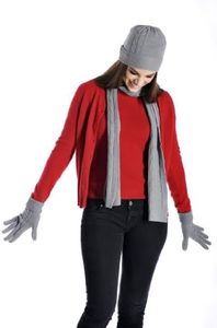 Cashmere Boutique: Unisex 100% Pure Cashmere Scarf, Hat and Gloves Set (Color: Black, Size: One Size)