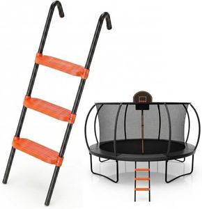N1Fit Trampoline Ladder - Universal 3-Step Trampoline Steps Supporting up to 220 lbs - Powder Coated & UV Treated Trampoline Stairs Accessories for Kids All Weather Exposure - Sturdy & Safe Design
