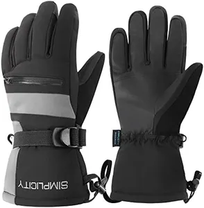 Simplicity Men's Winter Gloves for Men Snowboard Ski Gloves for Men, Black/Grey, XL