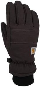 Carhartt Men's Insulated Duck Synthetic Leather Knit Cuff Glove, Black