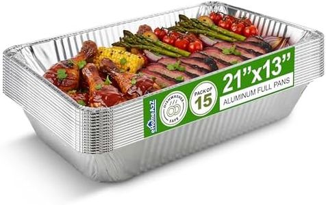 EHOMEA2Z Large Aluminum Pans Full Size Deep Foil Disposable Durable Large Steam Table Pans for Baking Serving, Chafing Trays for Caterers, Bakeware 21 x 13 x 3 (15)