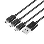 baolongking USB Micro Cable, USB to Multi Micro USB Adapter, 3-in-1 USB 2.0 A Male to Three Micro USB Splitter Cable for Charging/Data Syncing (Black, 1M)