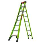 Little Giant Ladders 8 Tread King Kombo Industrial Multi-Purpose Ladders, Hi-Viz Green, Fibreglass, EN131, 3 Ladders in 1