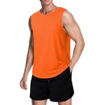 meioro Men's Mesh Tank Top Shirt, Quick Dry Sleeveless Shirts Fitted Muscle Tank Tops, Sport Round Neck T-Shirt Men Summer Gym Workout Vest Breathable Bodybuilding Fitness Undershirt(Orange,XXL)