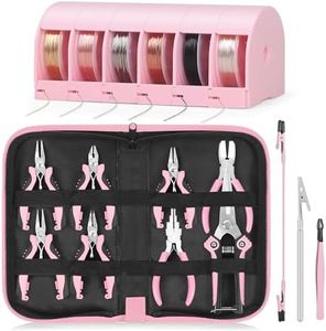 Jewelry Pliers Set Jewelry Making Tools, Pink Jeweler Pliers with Beading Wire Kit, Jewelry Tool Helper, for Jewelry Supplies DIY Hobby Repair Crimping Wrapping, Professional Craft Plier for Adults