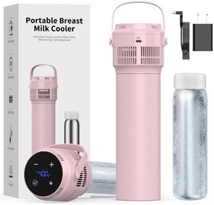 PURZOT Electric Portable Breast Milk Cooler, Battery Operation Breastmilk Chiller with LED Display, Stainless Steel Baby Bottles for Work & Travel, Pass-Through Charging Cooling for 24 Hours (Pink)