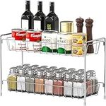 SimpleHouseware Spice Organizer 2-Tier Storage Rack Kitchen Organizer Countertop Shelf, Chrome